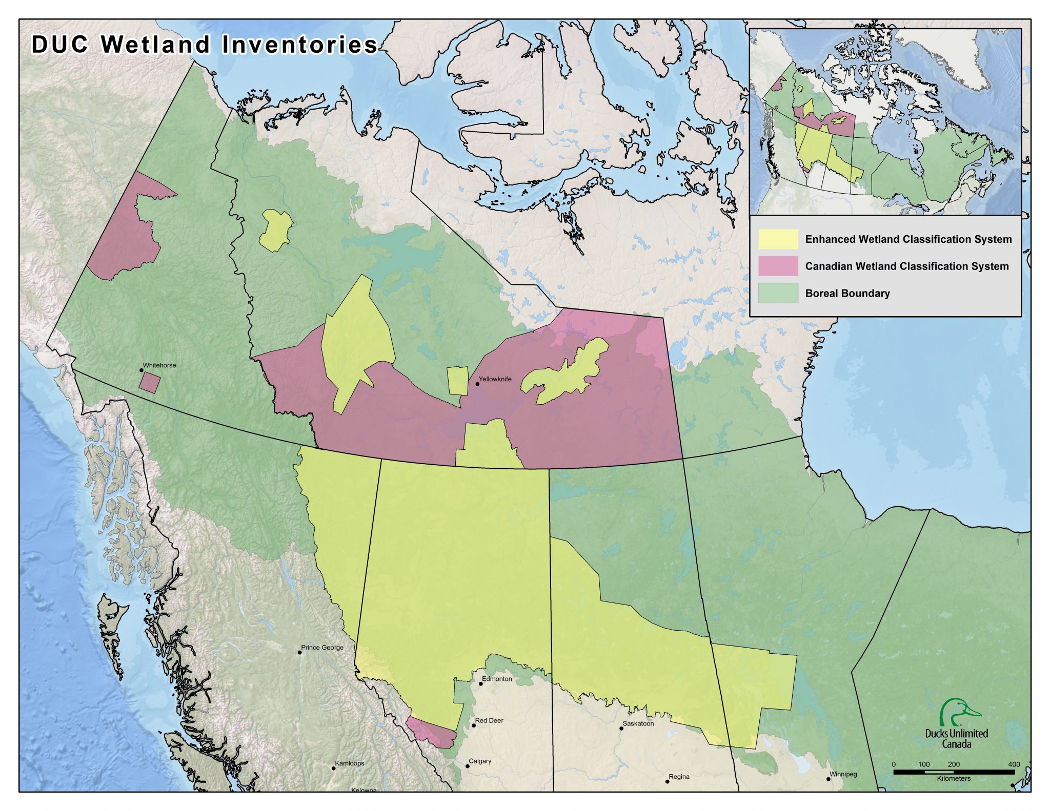 Map containing the extent of DUC wetland inventory (2021).